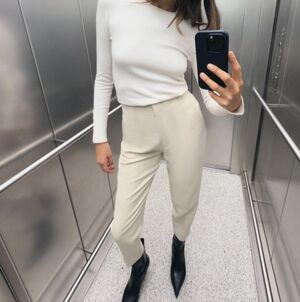 Zara High Rise Cream Trouser